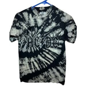 ACDC Tie Dye Black Gray Shirt Size Small